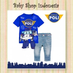 setelan robocar biru  large